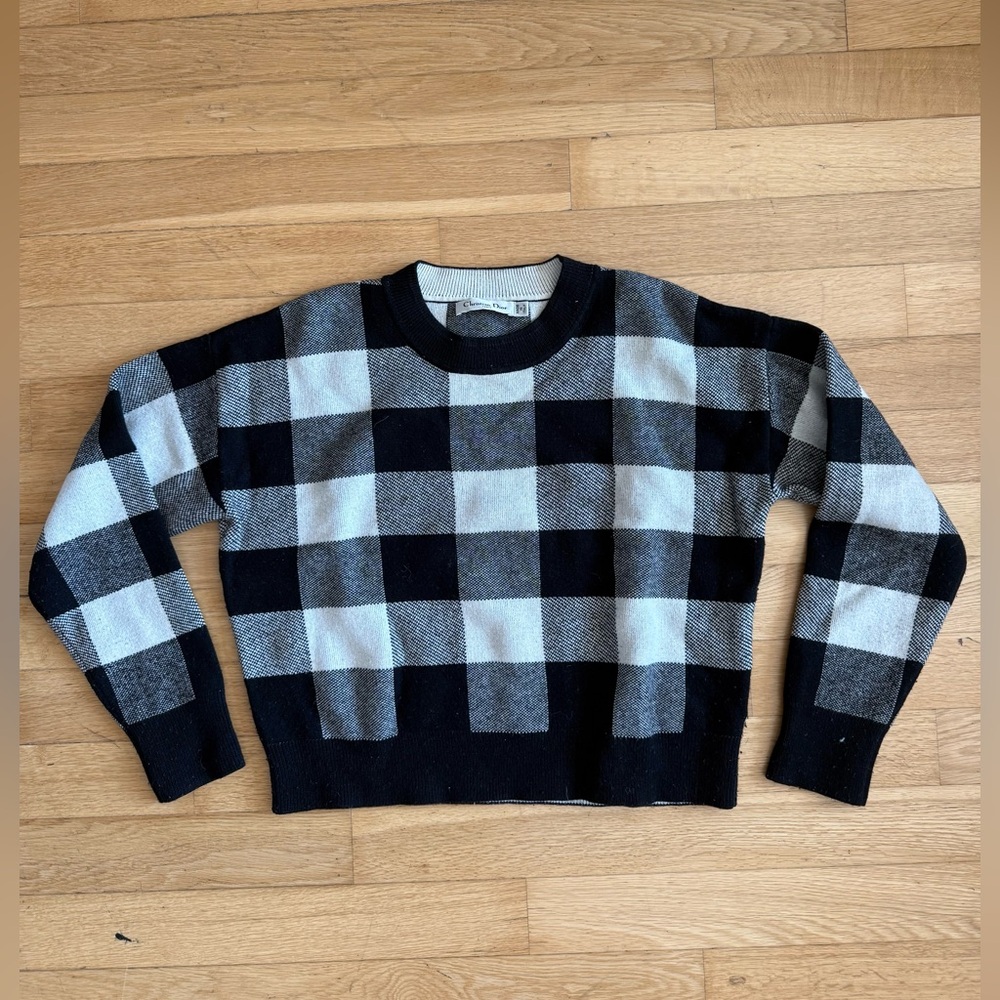 Dior Monochrome Checkered Knit Top